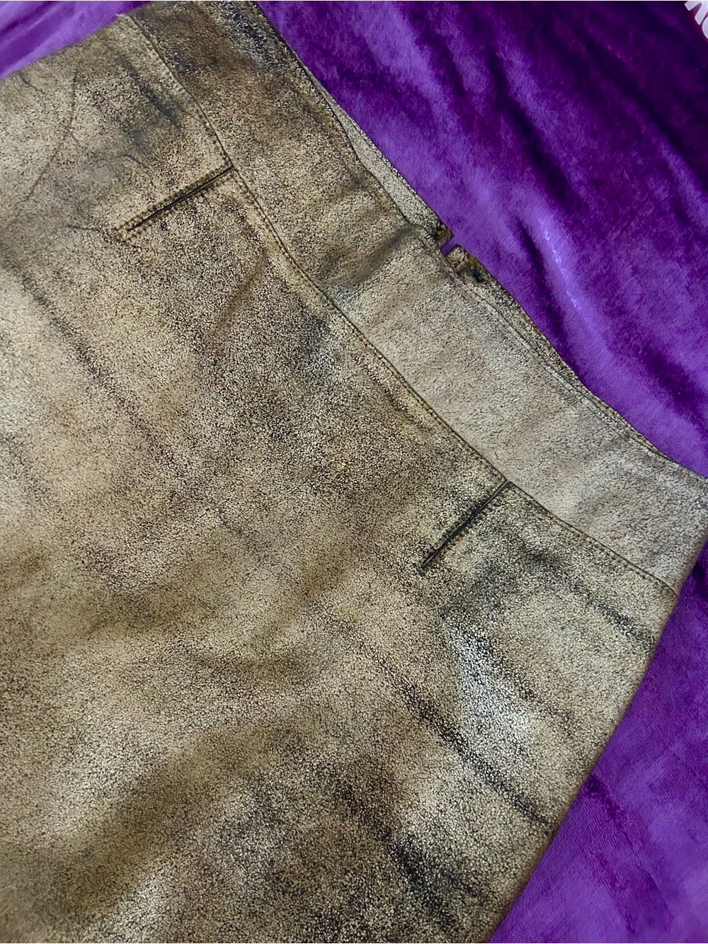 BCBGMaxAzria RARE Distressed Metallic Gold/black A-Line Skirt - Picture 5 of 12